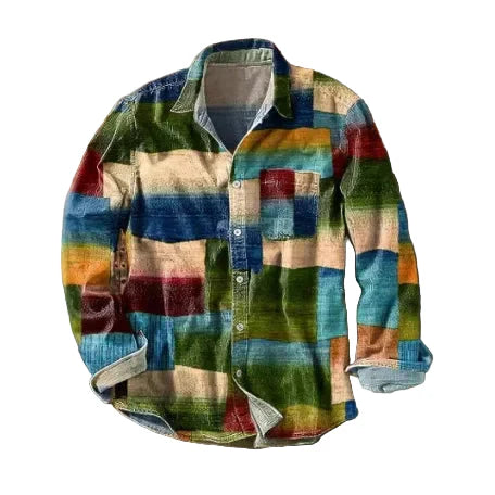 Kraveno™ | Vintage koszula z długim rękawem w kolorowy wzór