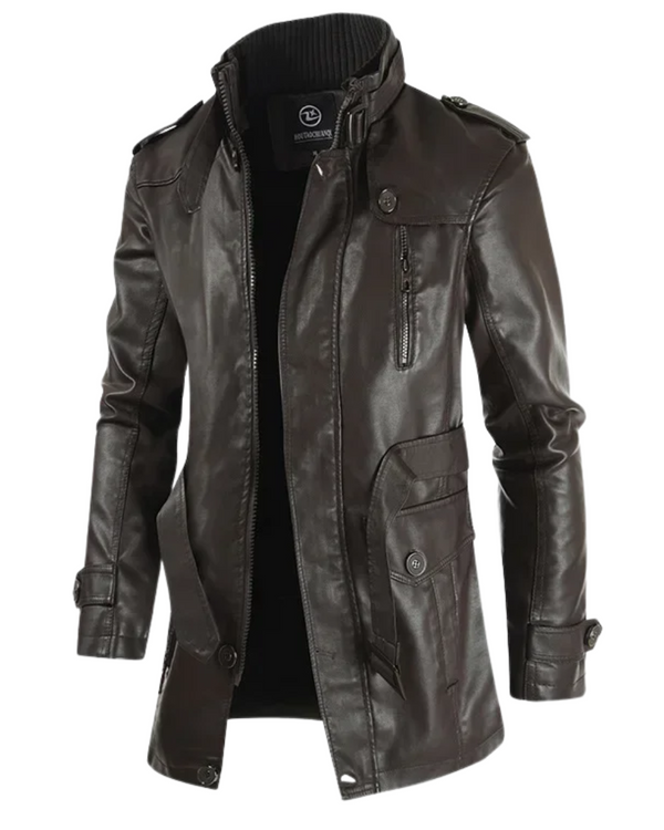 Elegant lang læder bikerjakke