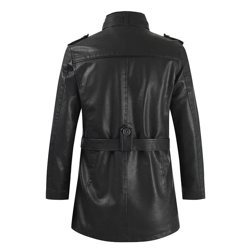 Elegant lang læder bikerjakke